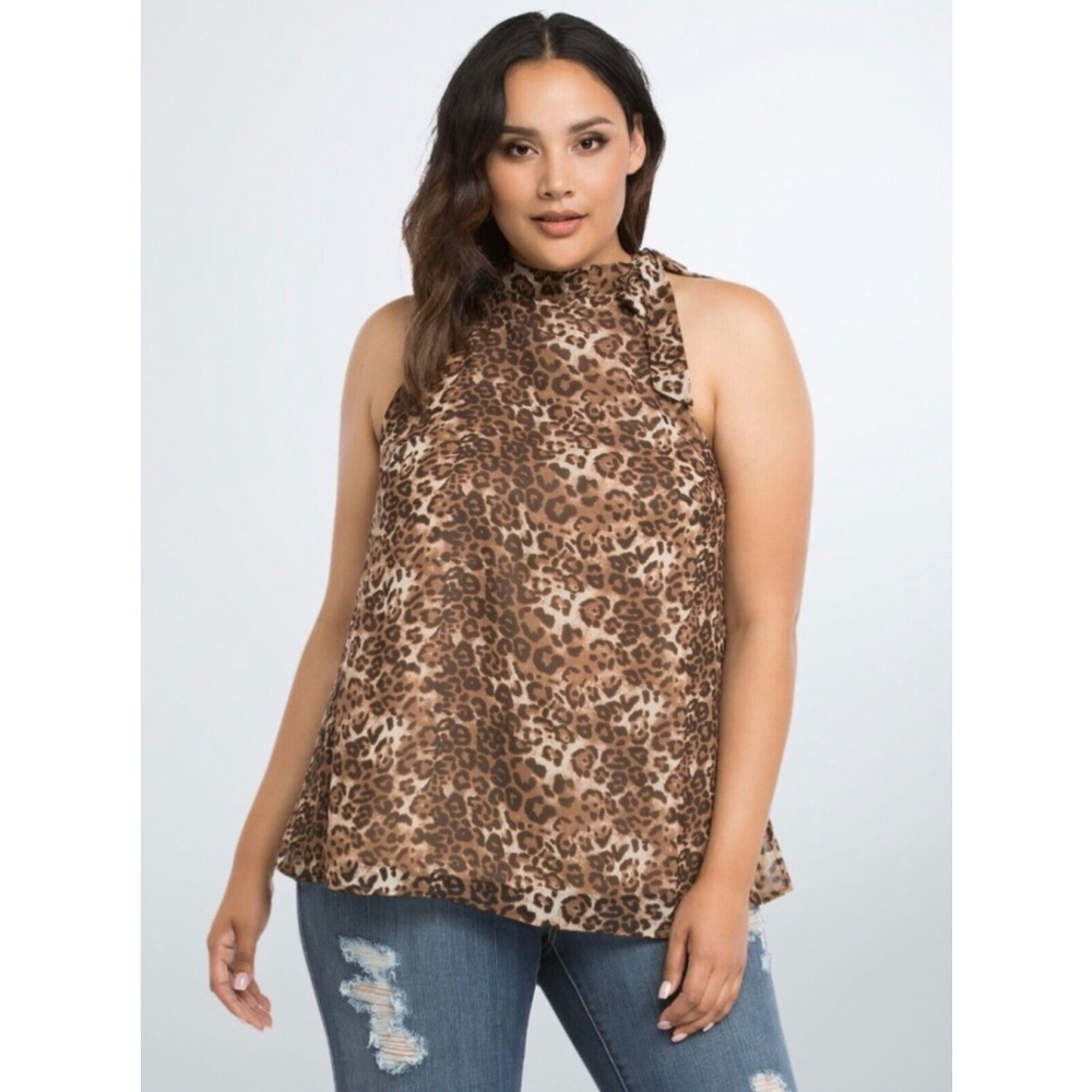 Torrid Leopard Print Side Bow Halter Top Size 4 X